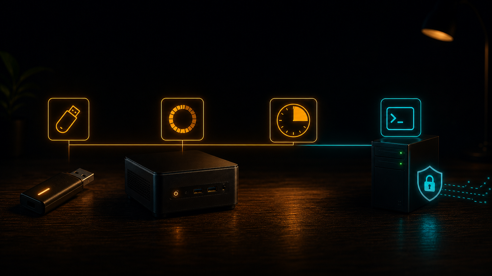 Une clé USB lance l'installation d'un NUC qui devient accessible à distance après un gros quart d'heure